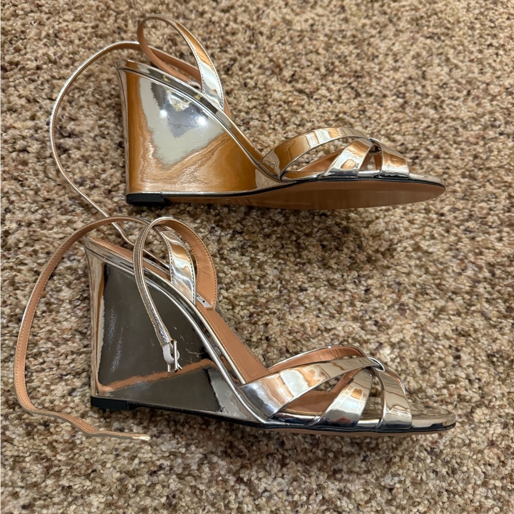 Aquazzura Tati Wedges Silver Size 38.5 - Picture 2 of 5